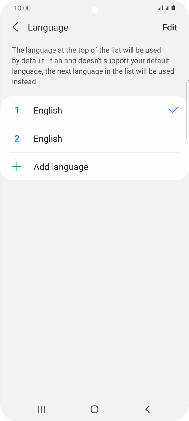 To subsequently select another language as the default language, press the required language.