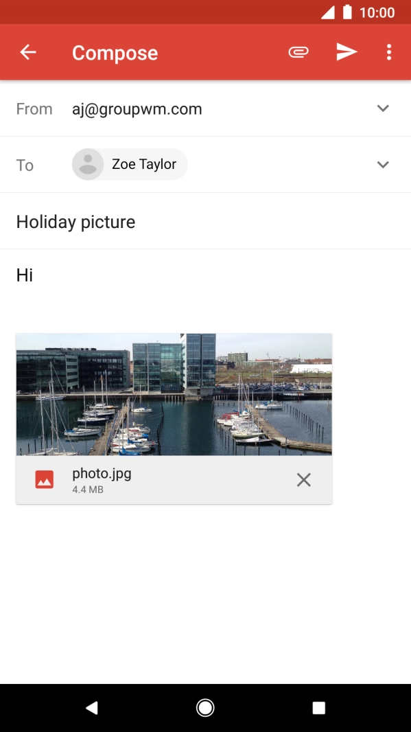 Press the send icon when you've finished your email.