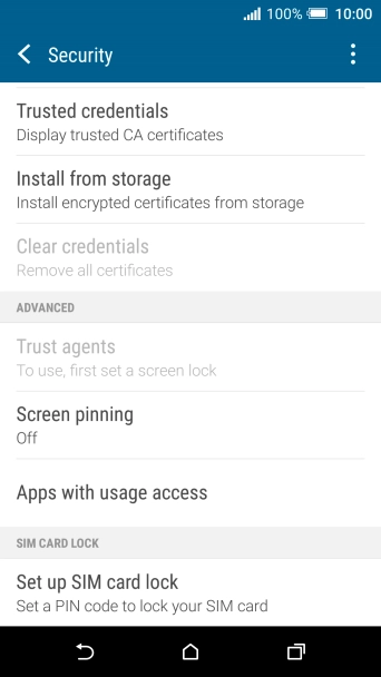 Press Set up SIM card lock. Press Set up SIM card lock.