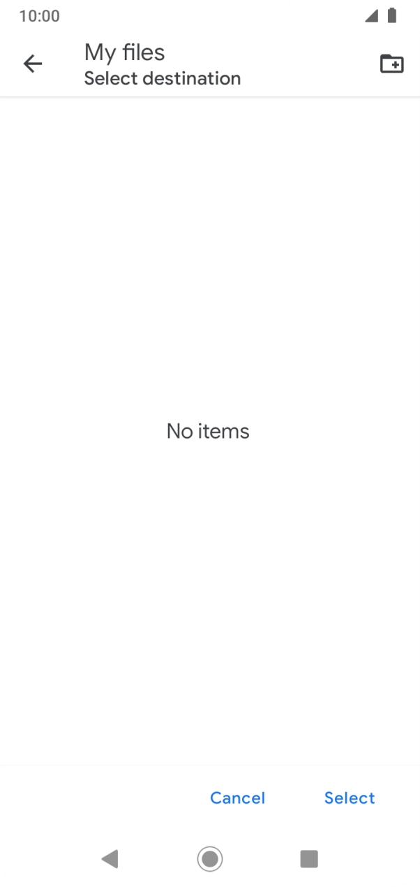 To create a new folder, press the new folder icon and follow the instructions on the screen to create a new folder.