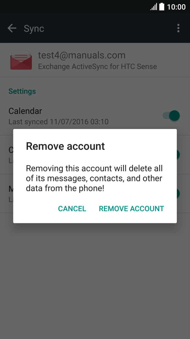 Press REMOVE ACCOUNT.