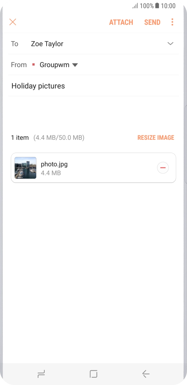 Press the text input field and write the text for your email.