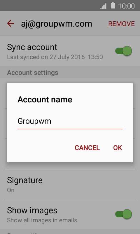Key in the required name and press OK.
