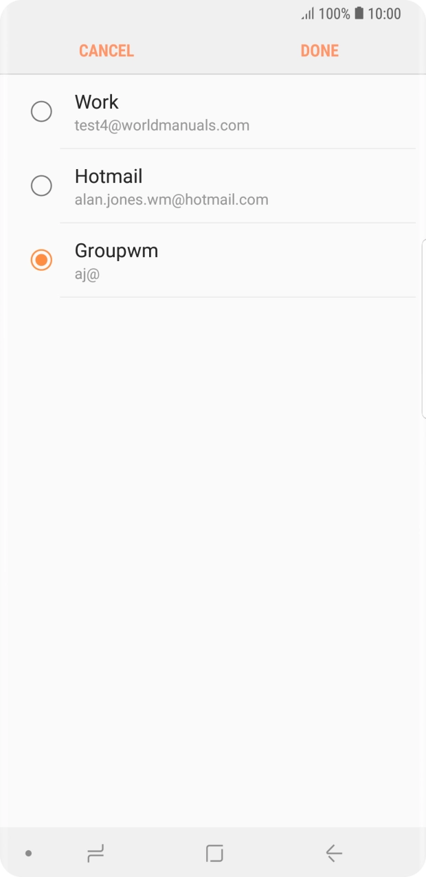 Press the required account.