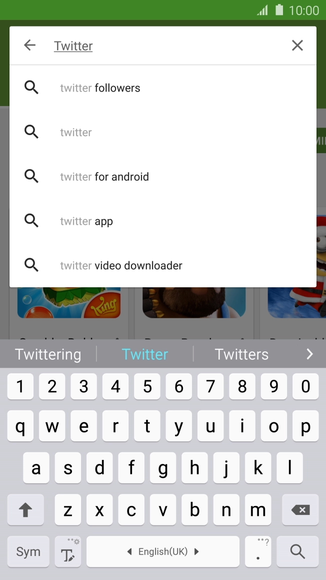Key in Twitter and press the search icon. Key in Twitter and press the search icon.