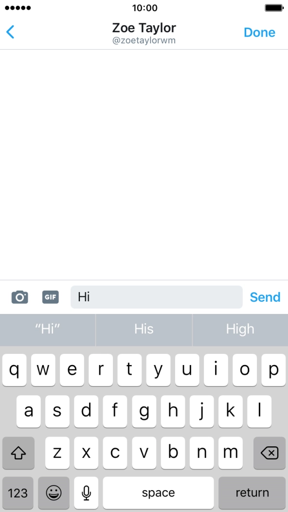 Write the required message and press Send.