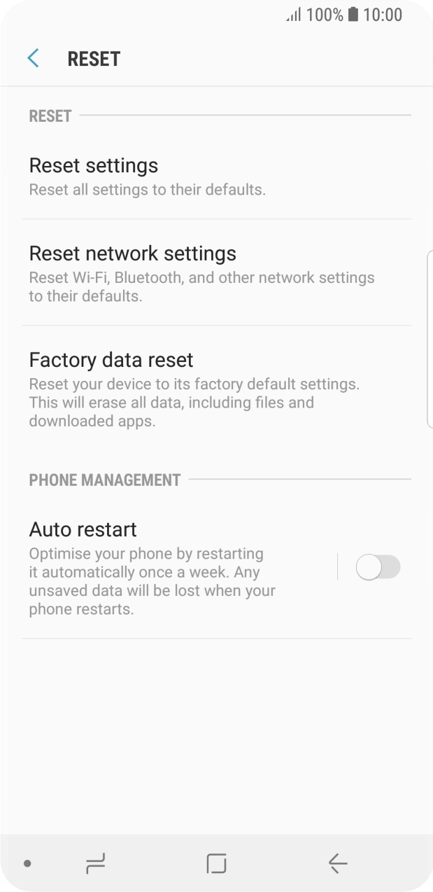 Press Factory data reset.