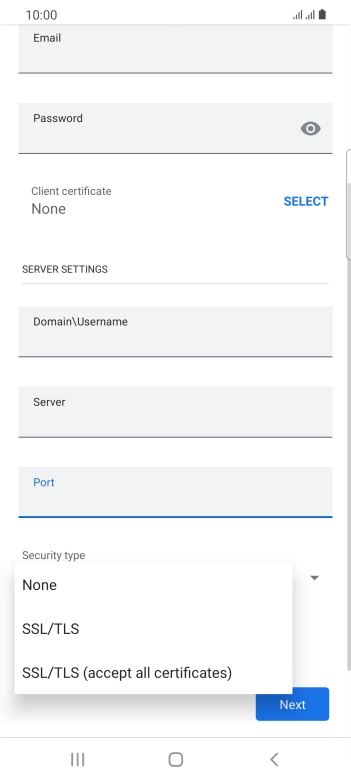 Press SSL/TLS. Press SSL/TLS.
