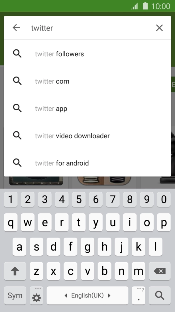 Key in Twitter and press the search icon. Key in Twitter and press the search icon.
