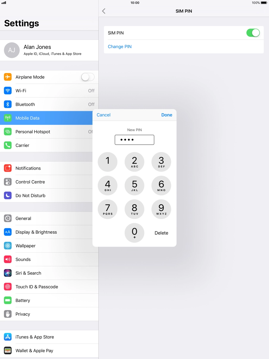 Key in a new four-digit PIN and press Done.