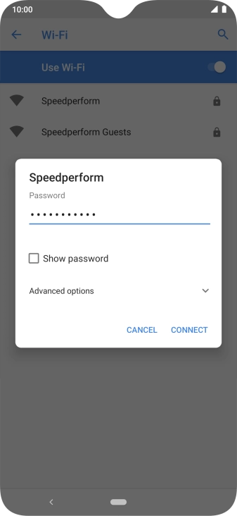 Key in the password for the Wi-Fi network and press CONNECT.