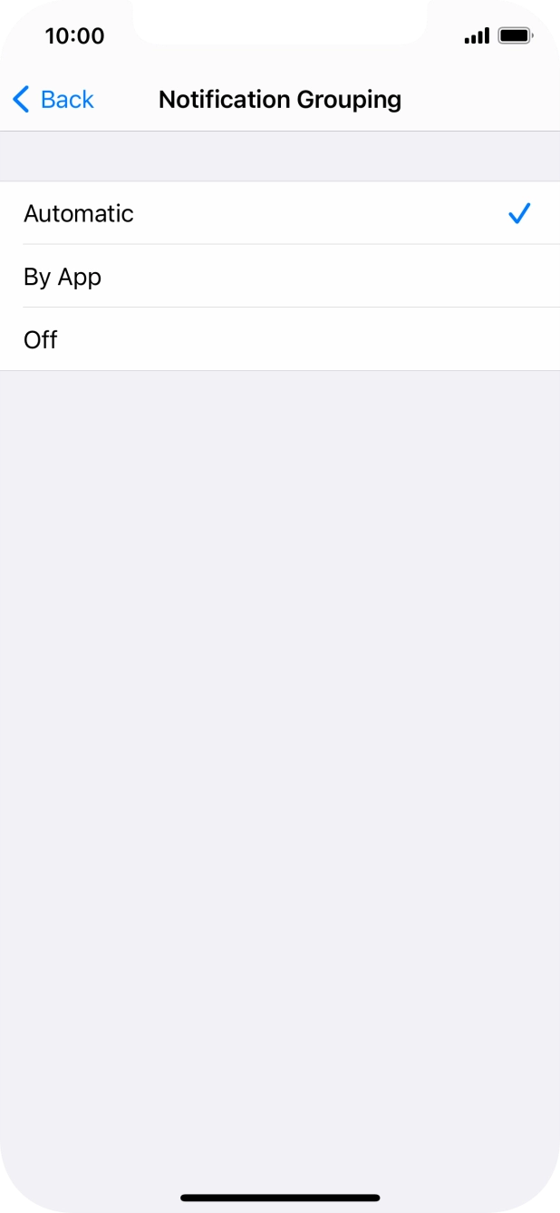 Press the required setting.