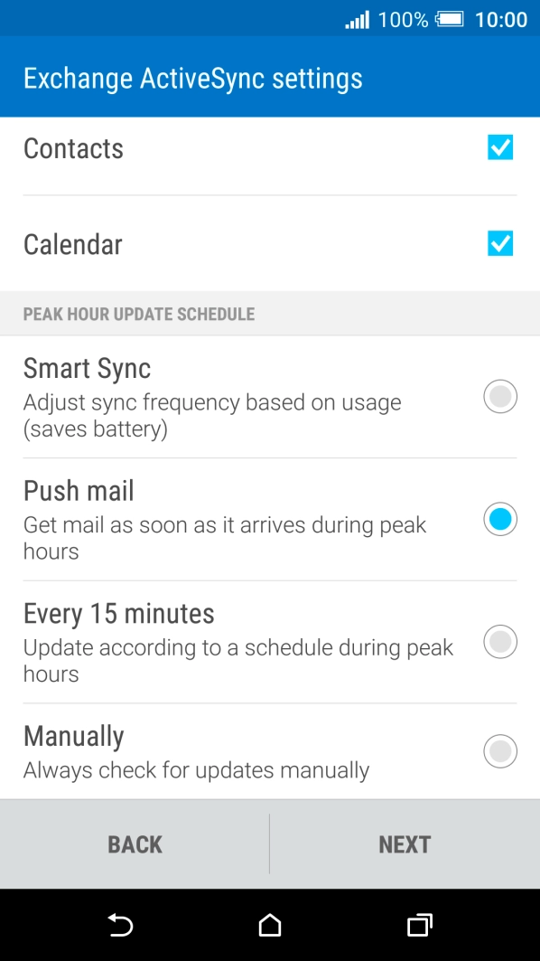 Press the required setting below 