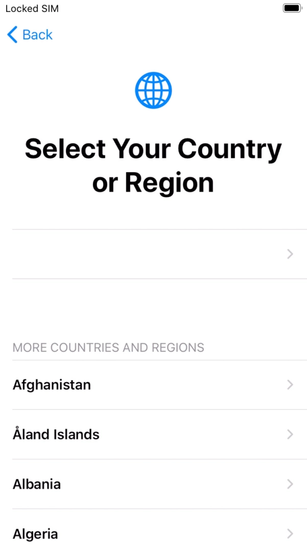 Press the required country or area.