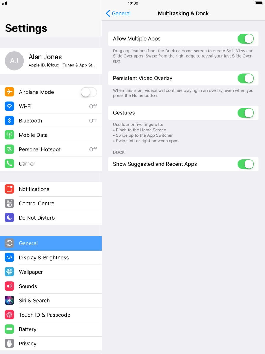 Press the indicator next to 