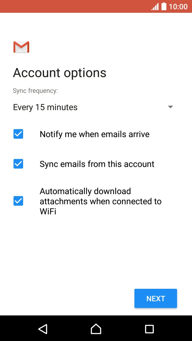 If this screen is displayed, you email account has been recognised and set up automatically. Follow the instructions on the screen to key in more information and finish setting up your phone.