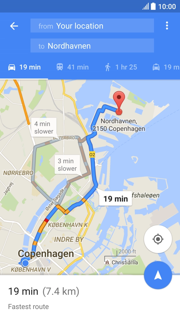 Press the required mode of transportation.