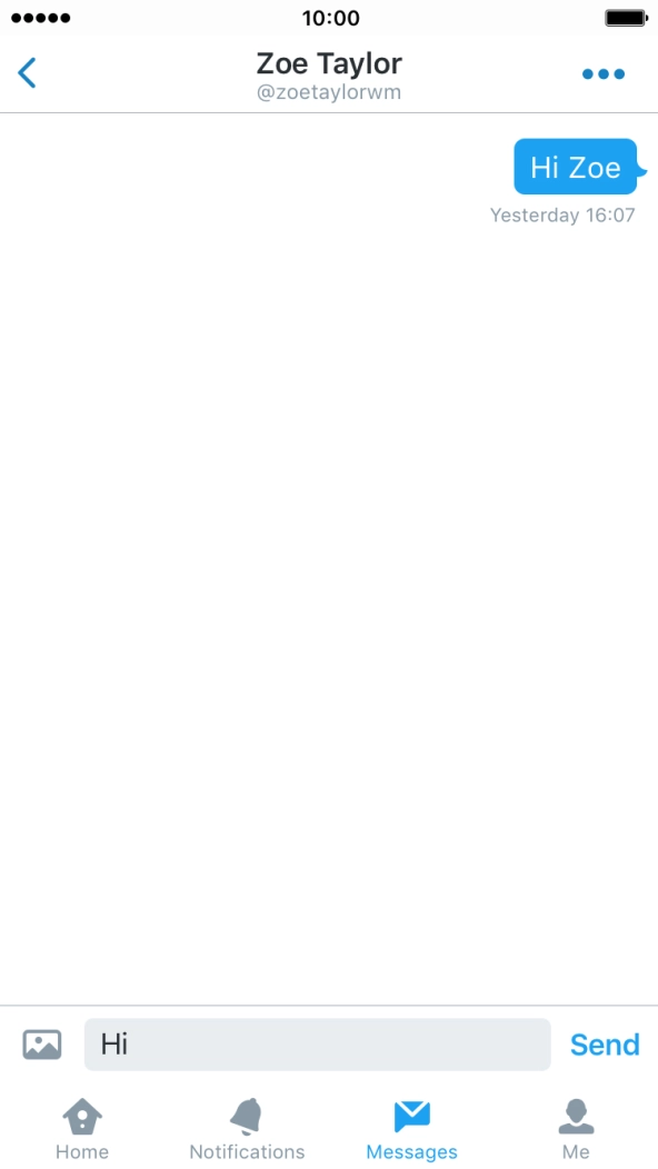 Write the required message and press Send.