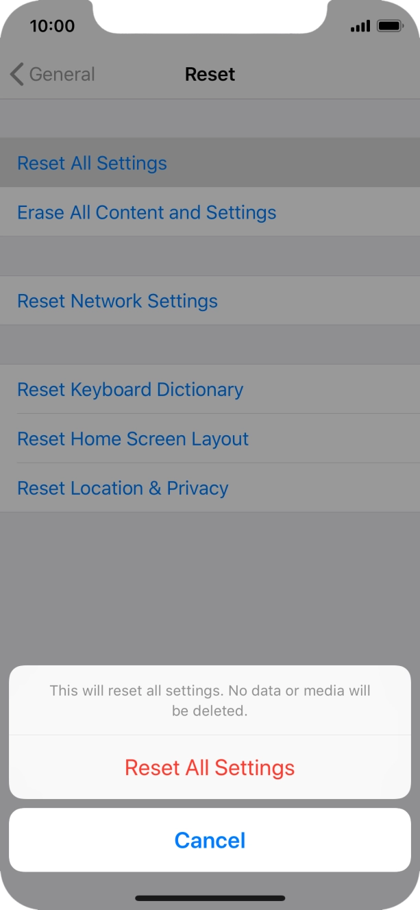 Press Reset All Settings.
