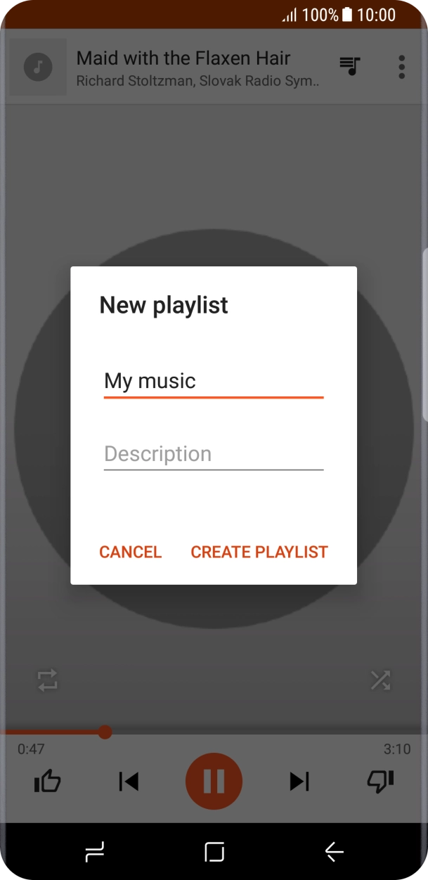 Key in a name for the playlist and press CREATE PLAYLIST.