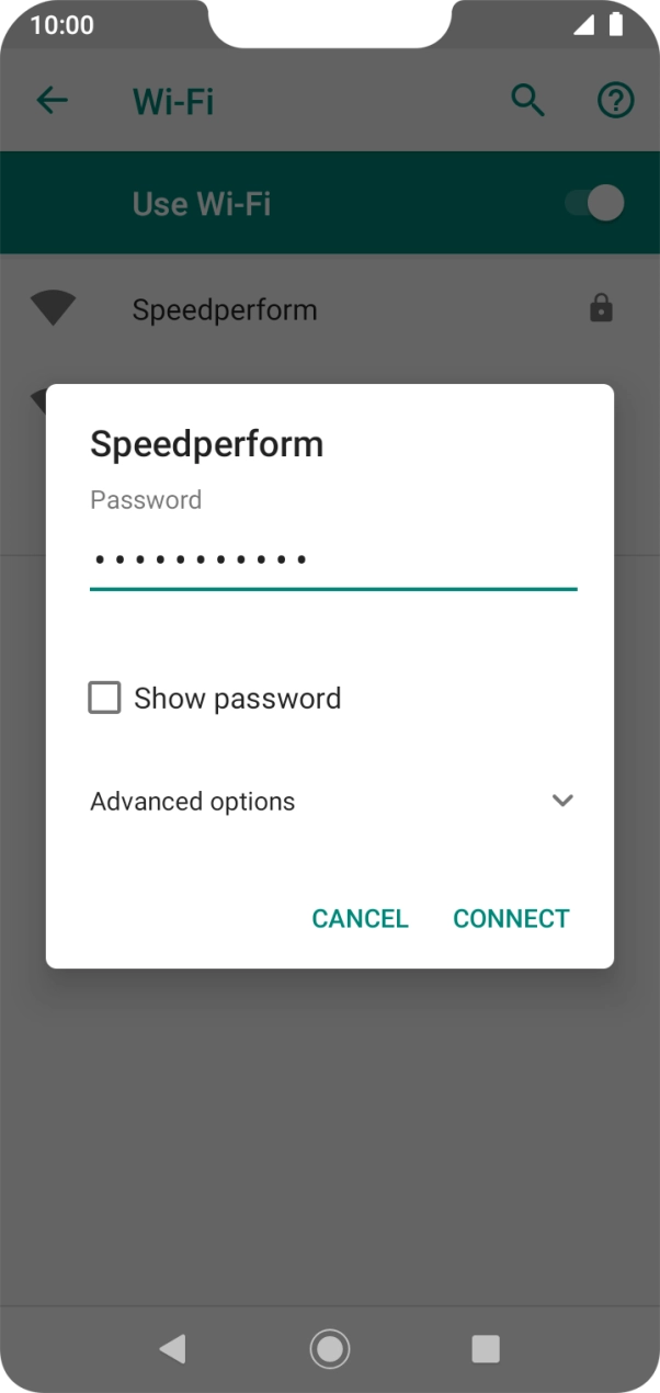 Key in the password for the Wi-Fi network and press CONNECT.