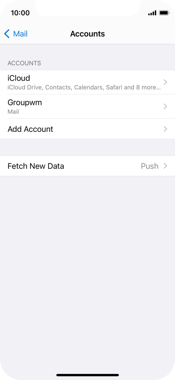 Press the name of the email account you've just set up. Press the name of the email account you've just set up.