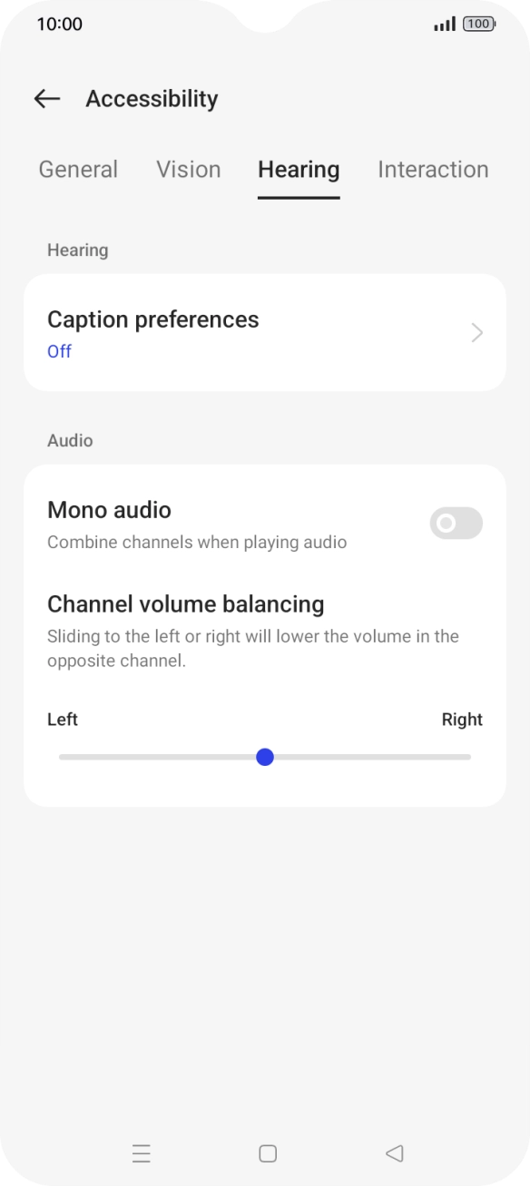 Press Hearing and follow the instructions on the screen to select the required settings.