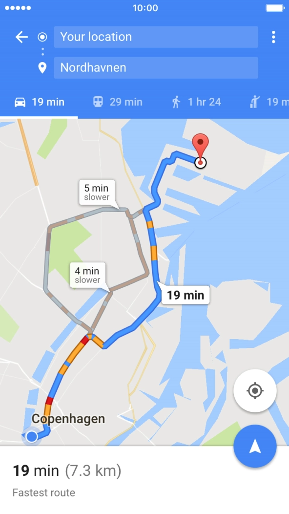 Press the required mode of transportation.