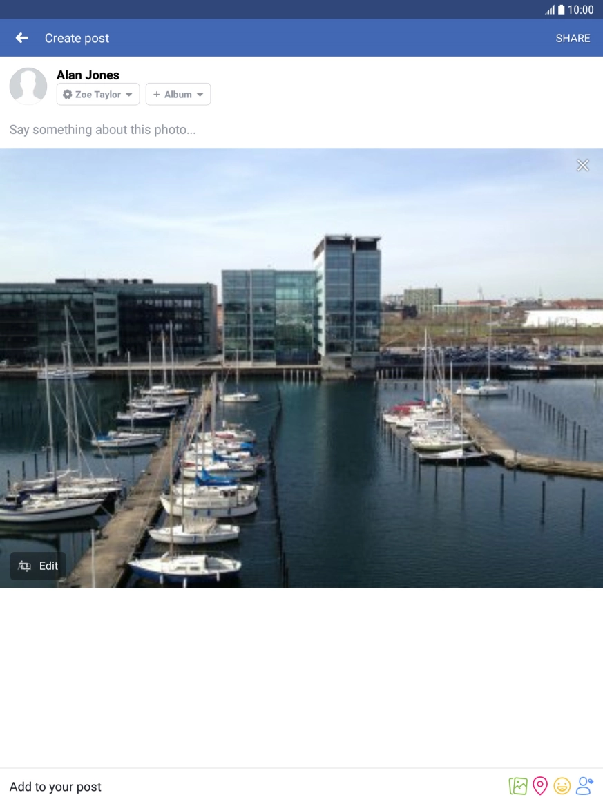 Press the text input field and write the required text.