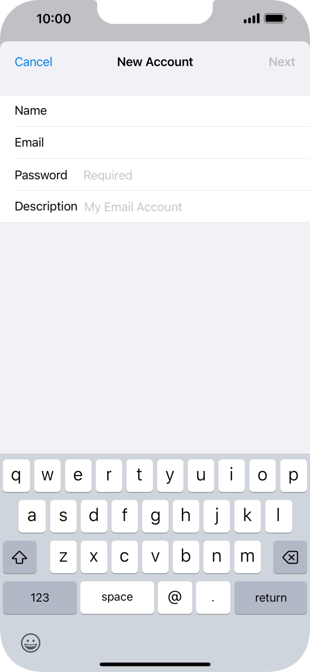 Press Password and key in the password for your email account.