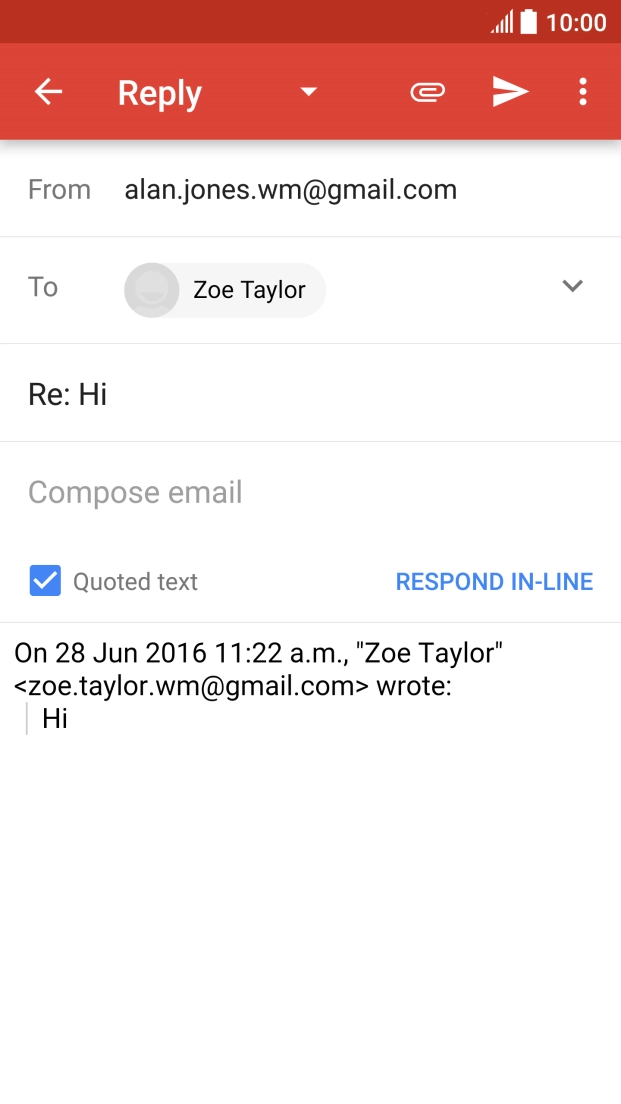 Write the required text and press the send icon.