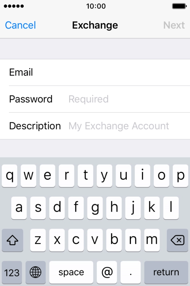 Press Password and key in the password for your email account. Press Password and key in the password for your email account.