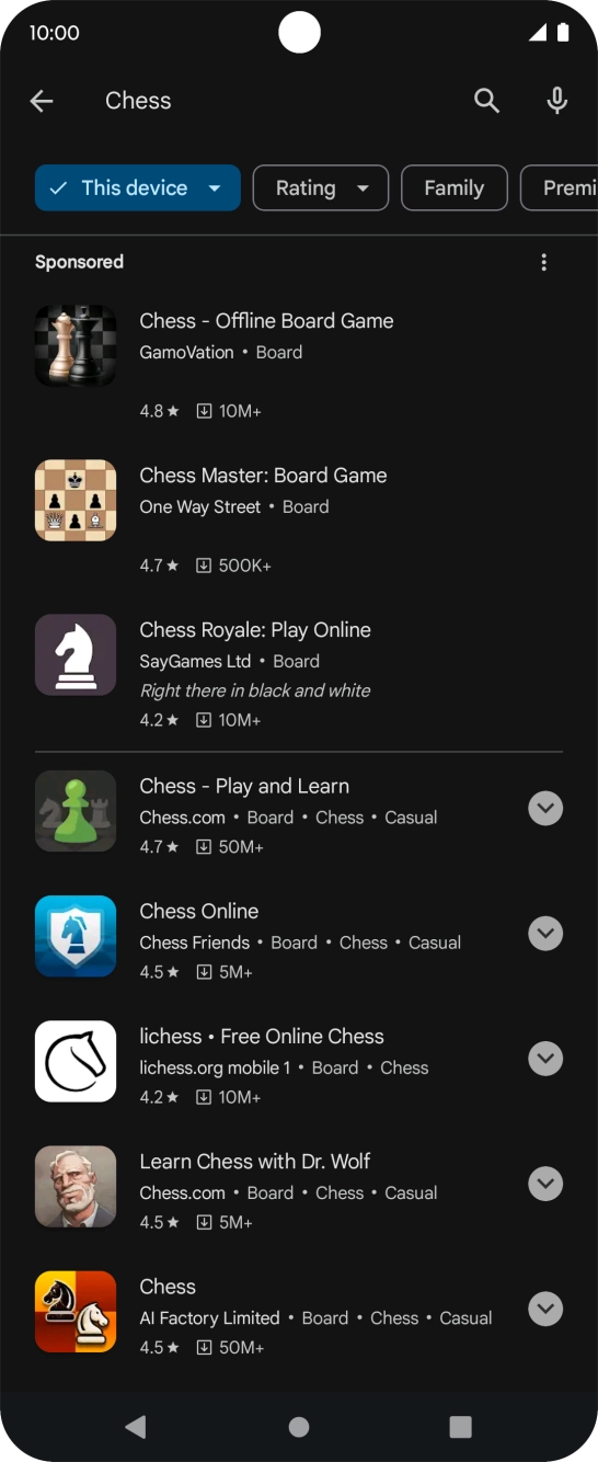 Press the required app. Press the required app.