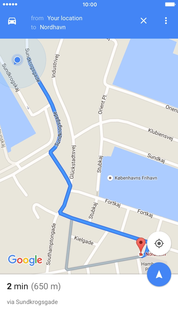 Press the start navigation icon. Press the start navigation icon.