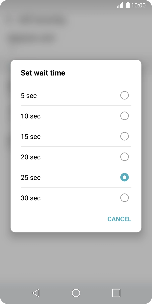 If you divert missed calls, you need to select a delay for the divert. Press the required delay to select a delay for the divert.