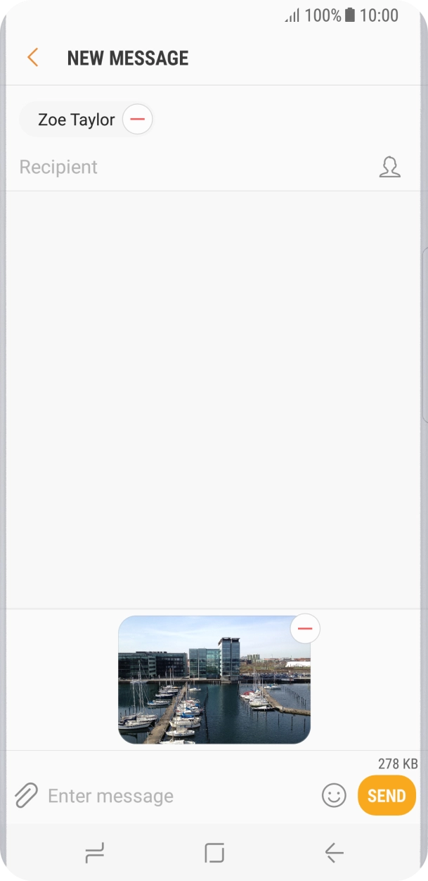Press the text input field and write the text for your picture message.