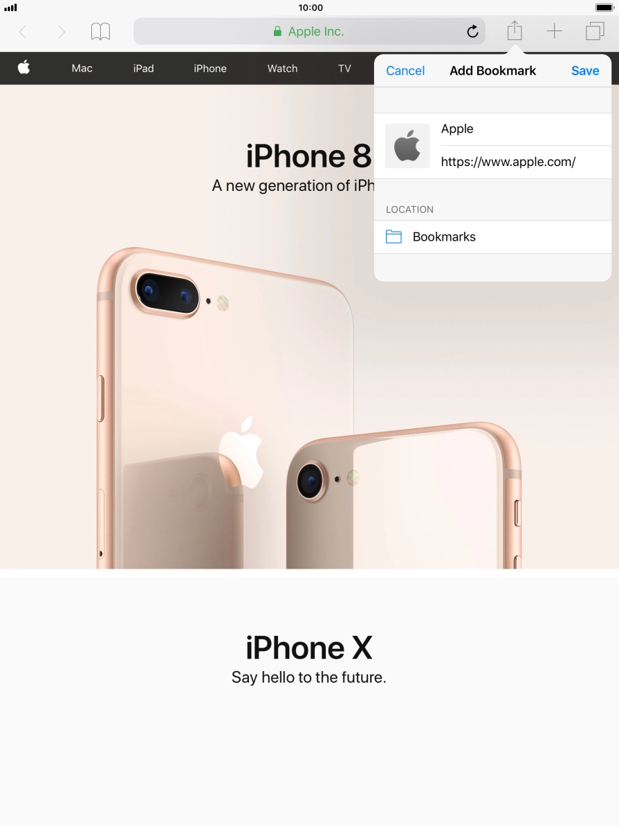 Key in the required name of the bookmark and press Save.