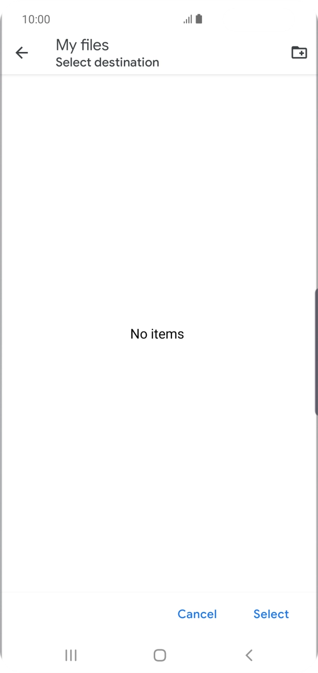 To create a new folder, press the new folder icon and follow the instructions on the screen to create a new folder.