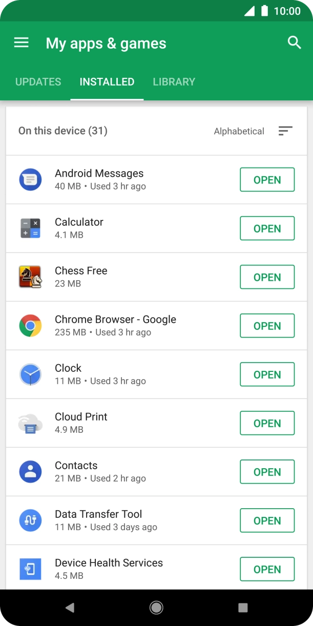 Press the required app.