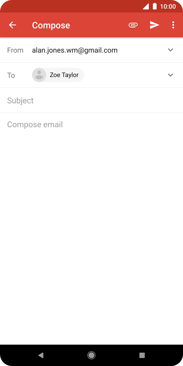 Press Subject and key in a subject for the email.