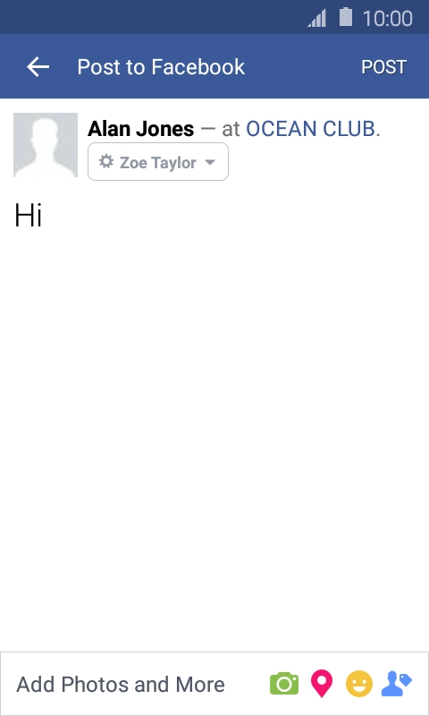 Write the required text and press POST.