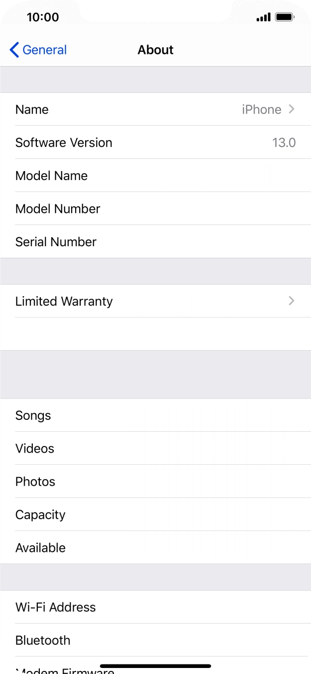 Your phone's software version is displayed next to Software Version.