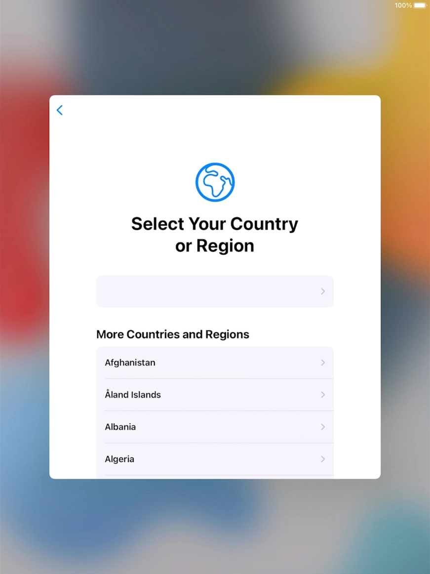 Press the required country or area.