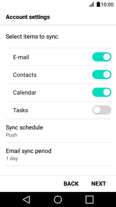 If this screen is displayed, you email account has been recognised and set up automatically. Follow the instructions on the screen to key in more information and finish setting up your phone.