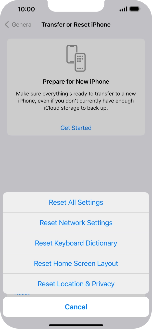 Press Reset All Settings. Press Reset All Settings.