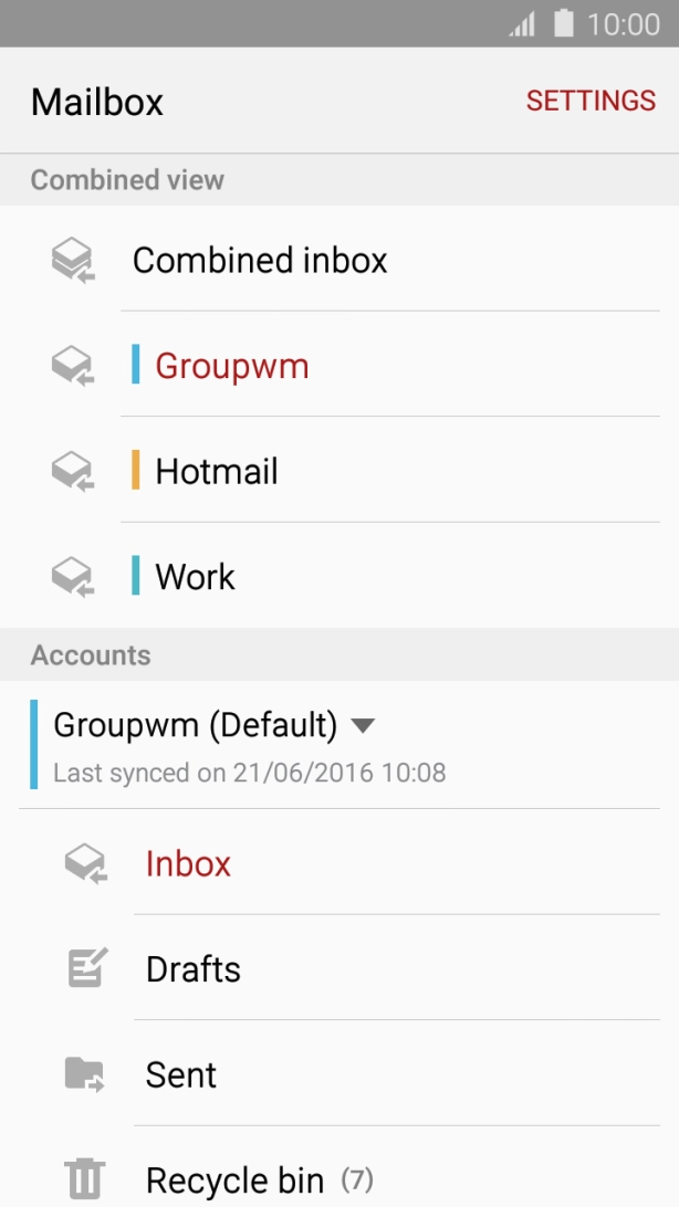 Press the required account.