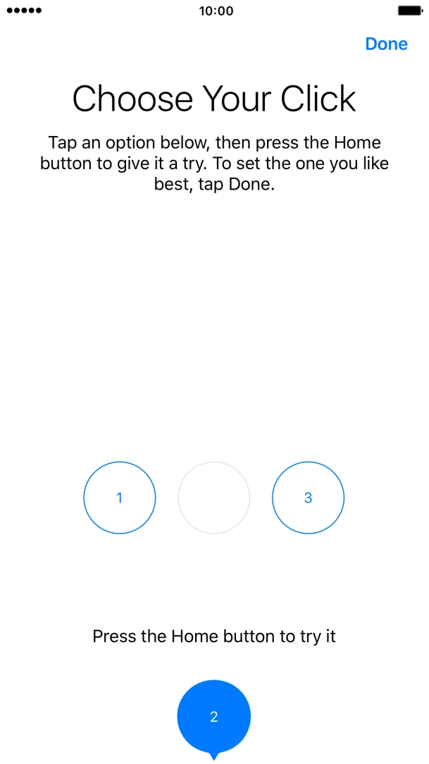 Press the required setting.