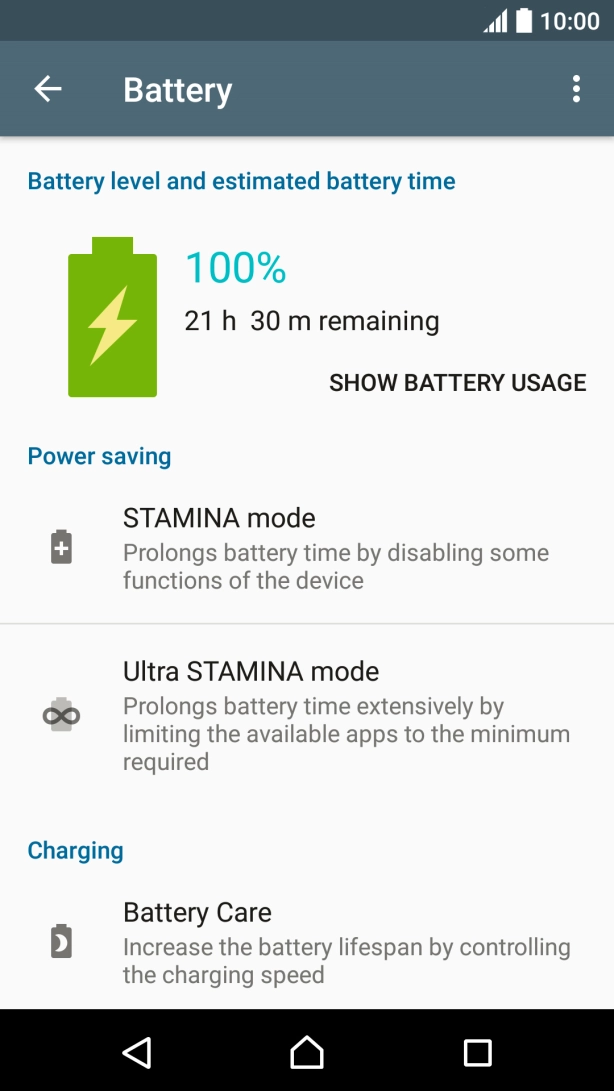 Press the required setting.