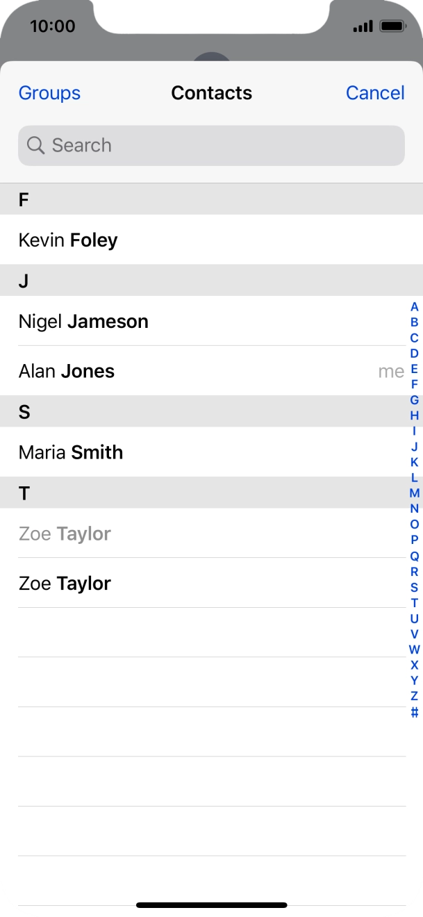 Press the required contact.