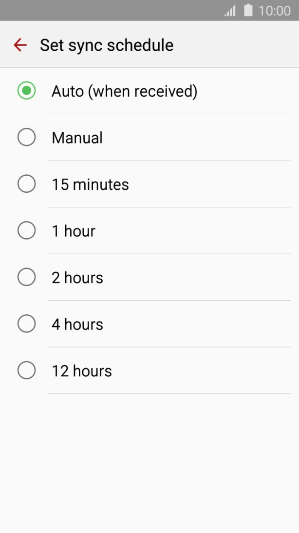 Press the required setting.